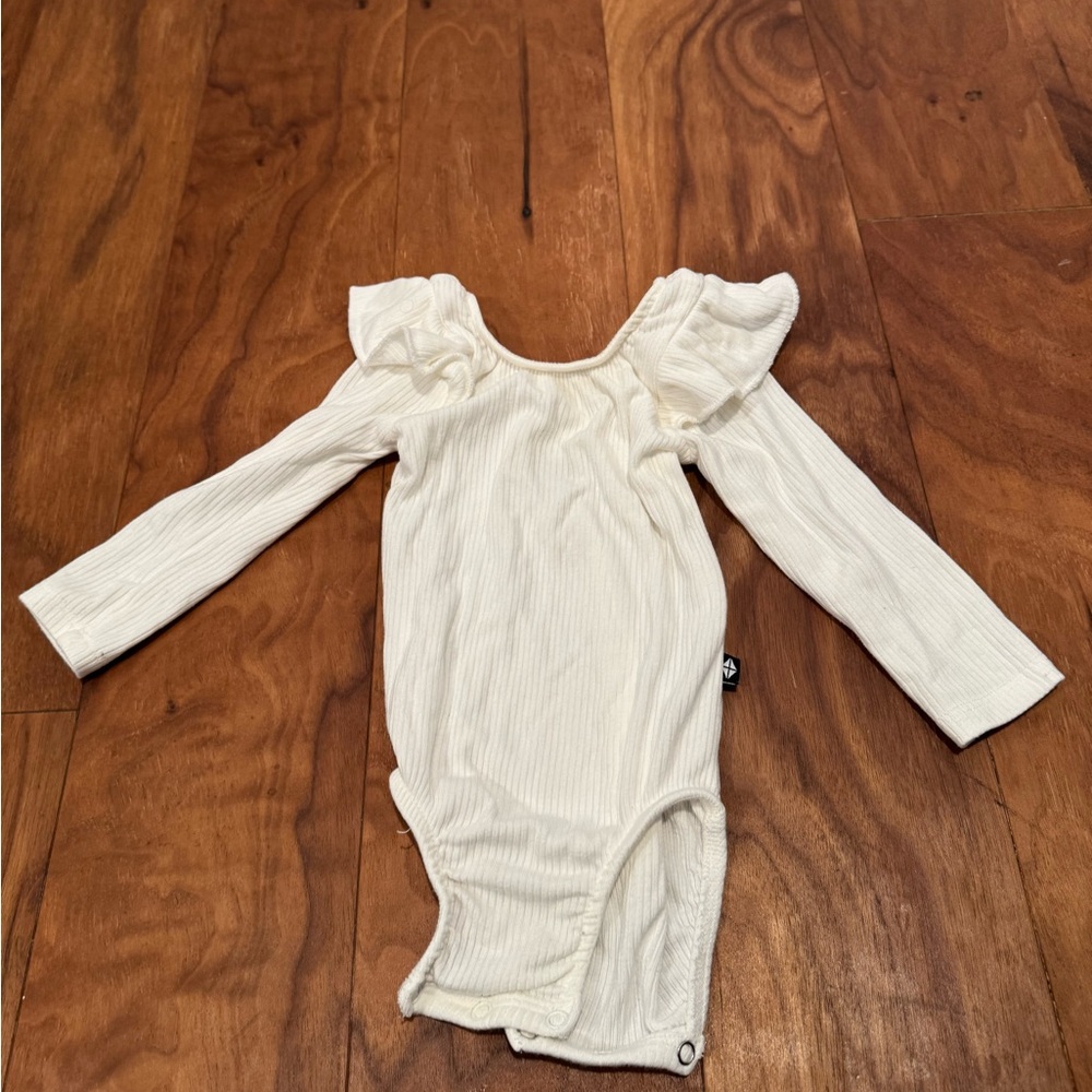 Kyte BABY Ribbed Long Sleeve Ruffle Leotard - Picture 2 of 4